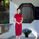 Fashionable improved jacquard satin cheongsam 2024 spring and summer new young lady college entrance examination mom cheongsam dress slimming high-end