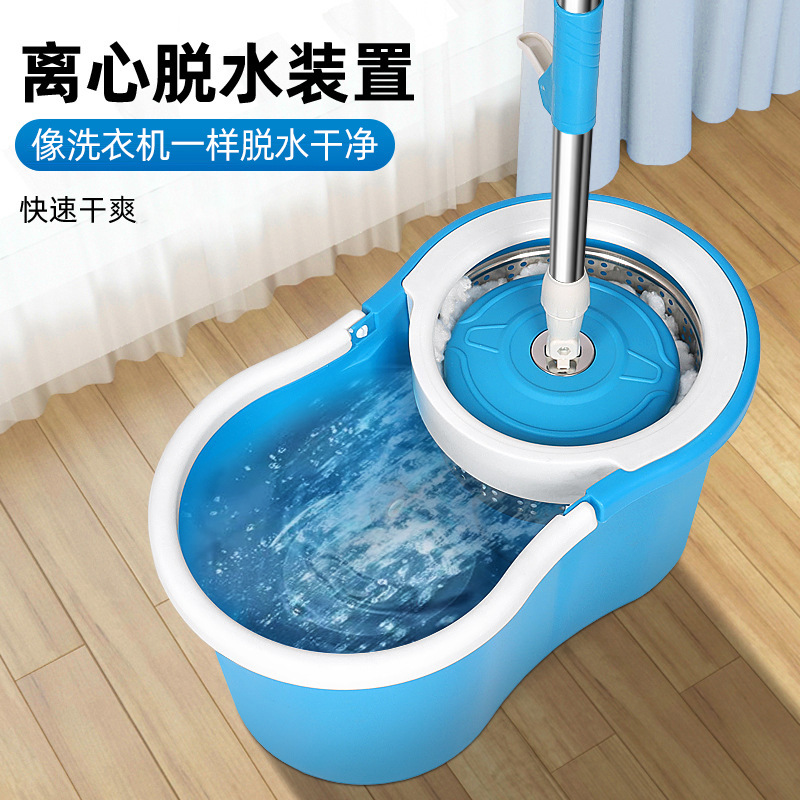 Fregona de cubo Figura 8, cubo de fregona giratorio de doble tracción lavable a mano, fregona antigua, fregona de suelo para el hogar