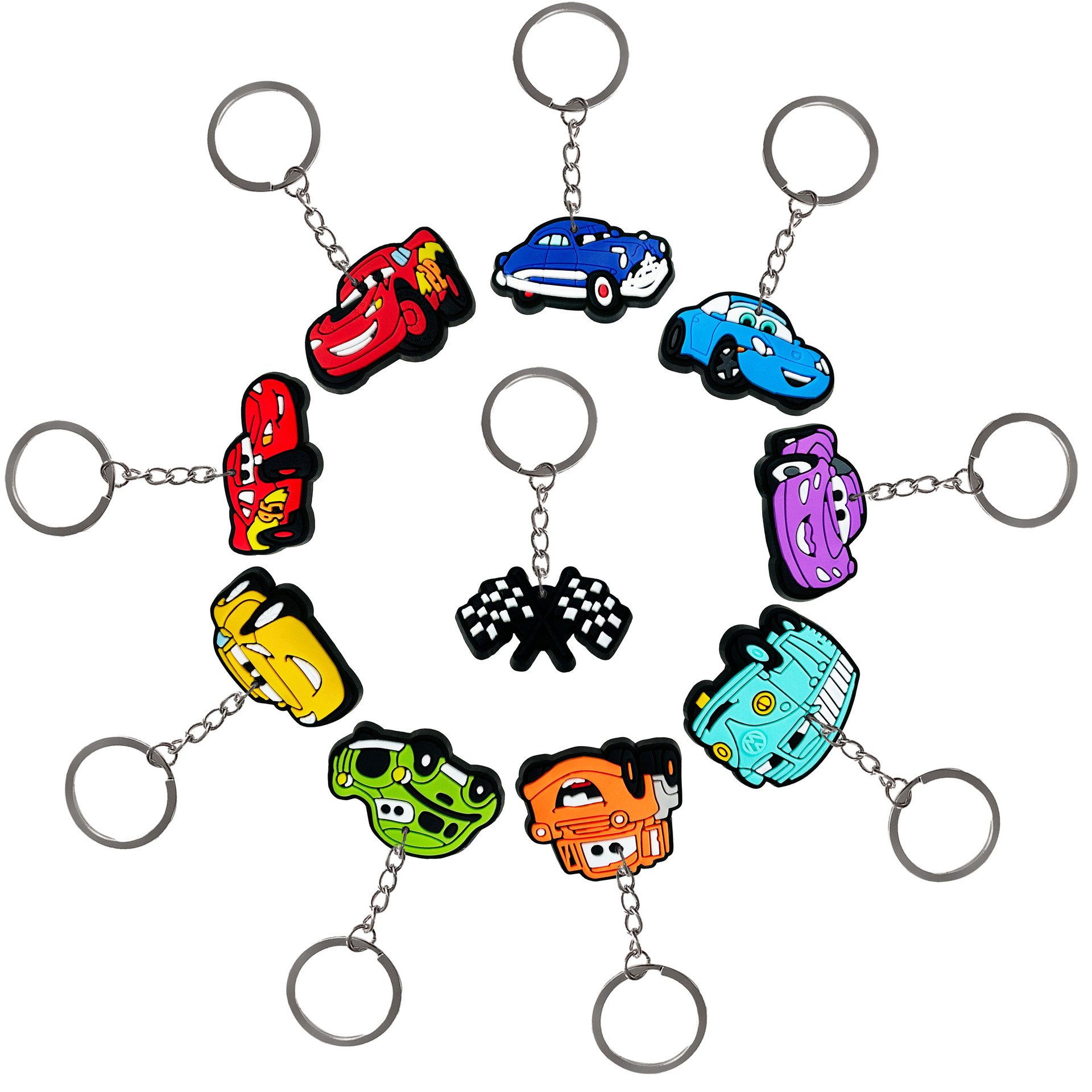 Cars Keychain Accessories Pendant Lightning Mcqueen Racing Pendant Bag Keychain DIY Cross-Border