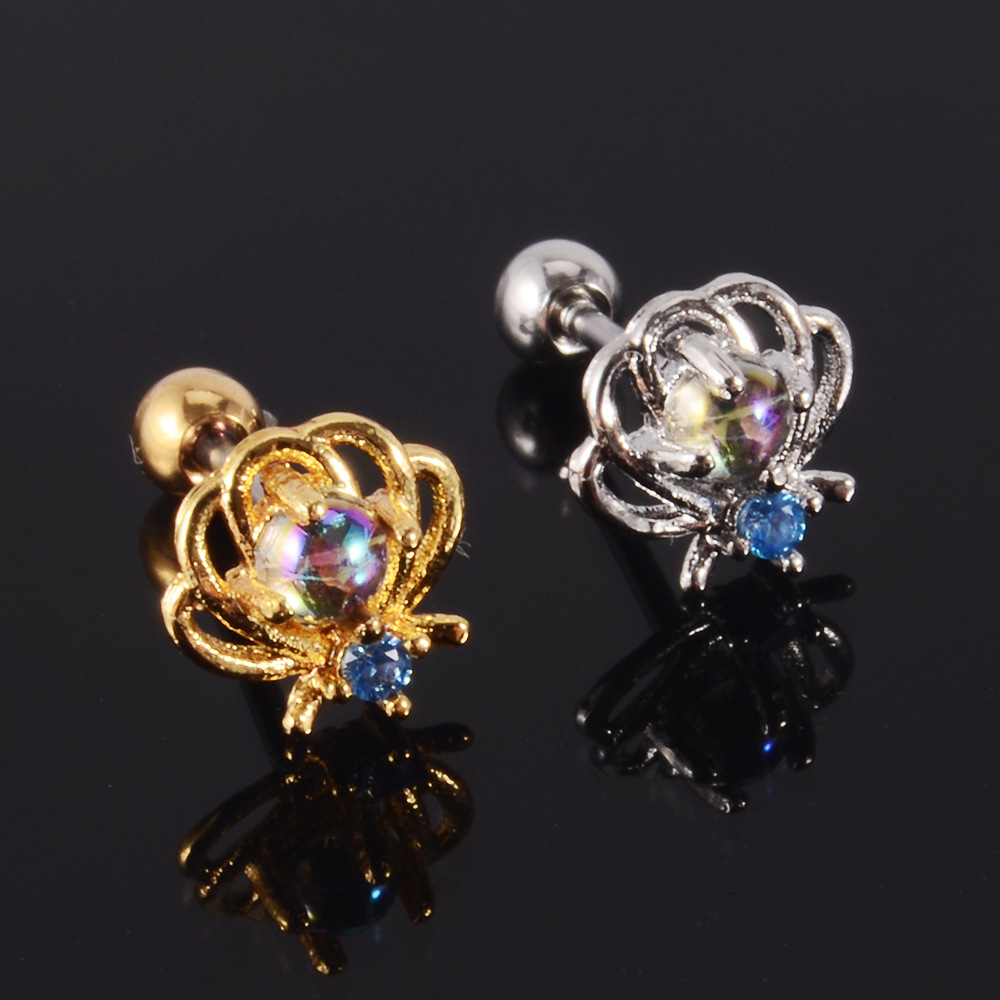 Casual Occasion Stainless Steel, Copper Material Starfish, Crab Pattern 1 Piece Retro Starfish Crab Stainless Steel Copper Inlay Zircon Ear Studs