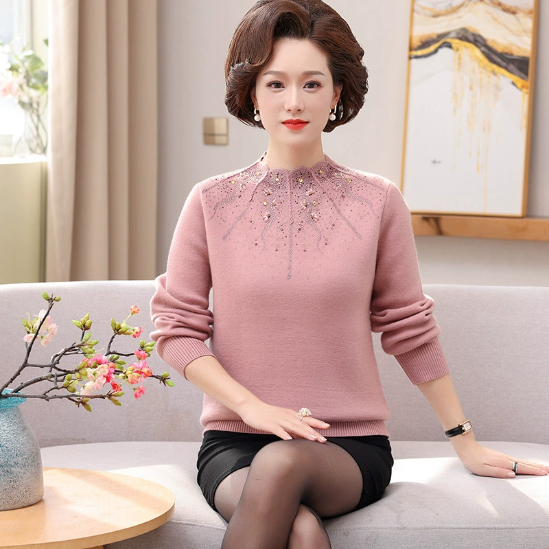 Женская одежда, осенне-зимняя бархатная утолщенная рубашка в западном стиле, топы 2024, новый теплый свитер для женщин среднего и пожилого возраста