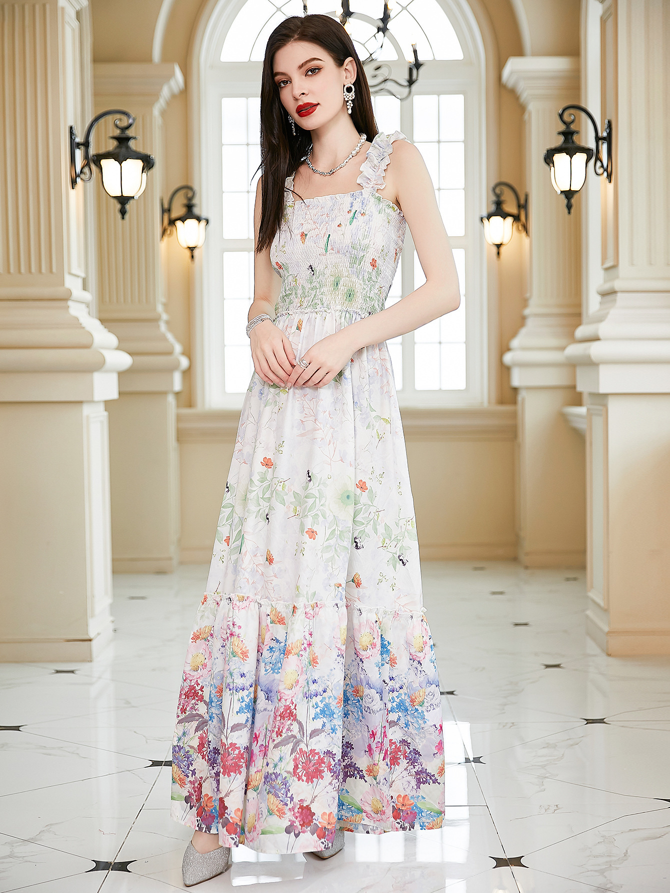 Europa y América primavera y verano transfronterizo Comercio exterior nueva ropa de mujer deseo Amazon Correa impresa vestido floral vestido image 4
