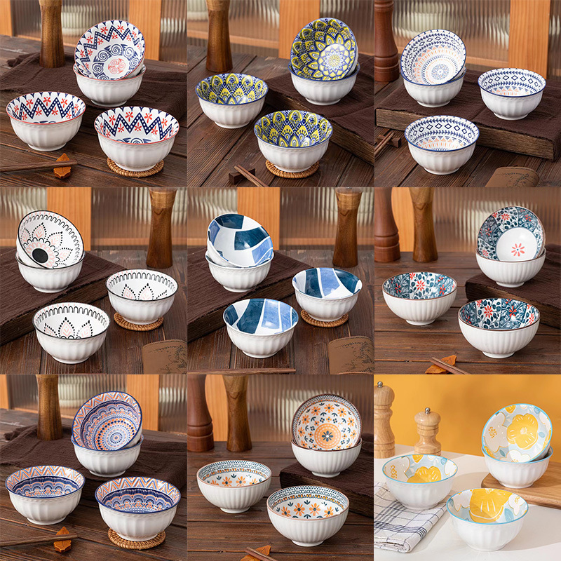 Japanese-style household bohemian series 4.5-inch eating bowl rice bowl ramen bowl soup bowl microwave-free