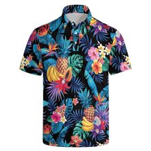 潮流先锋运动时尚休闲风男式度假3D数码印花短袖翻领POLO衬衫