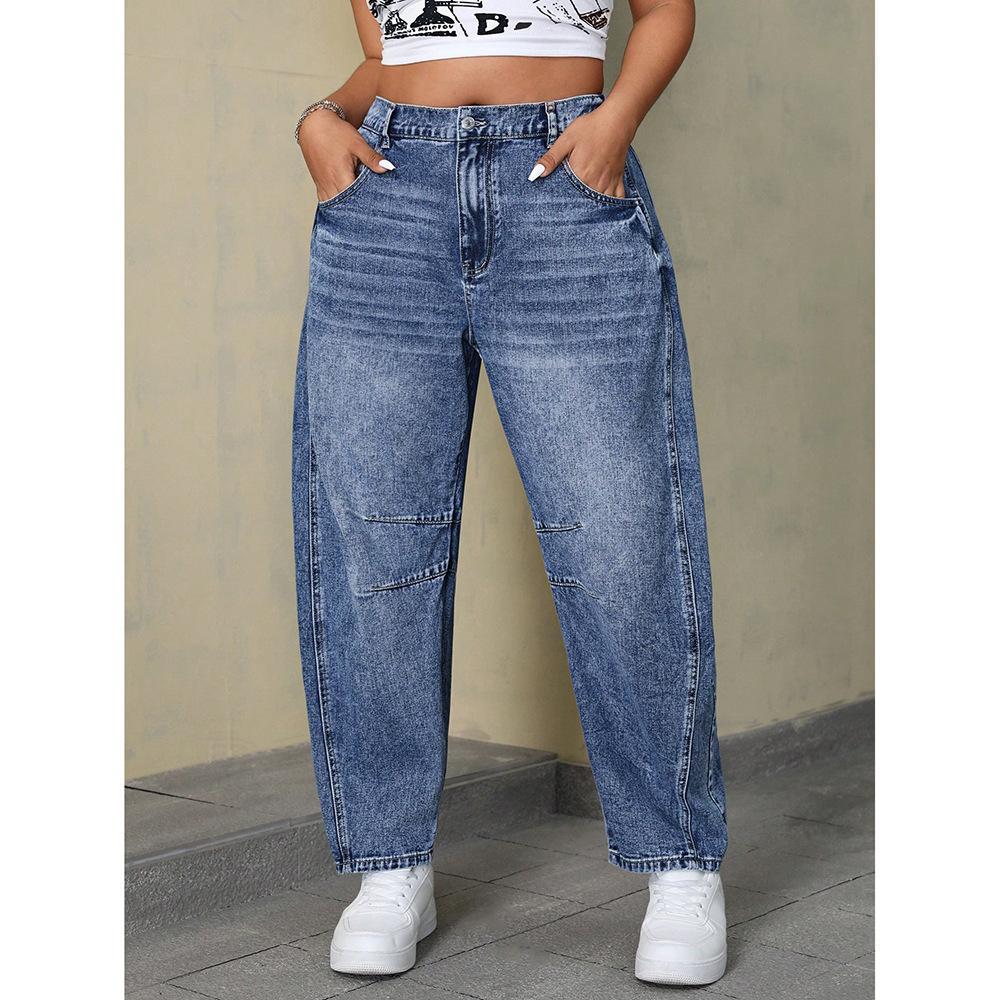 Cross-Border Export Hot-Selling Fashion Casual Jeans for Women Summer New Loose Wide-Leg Washed Long Pants Ins Trend
