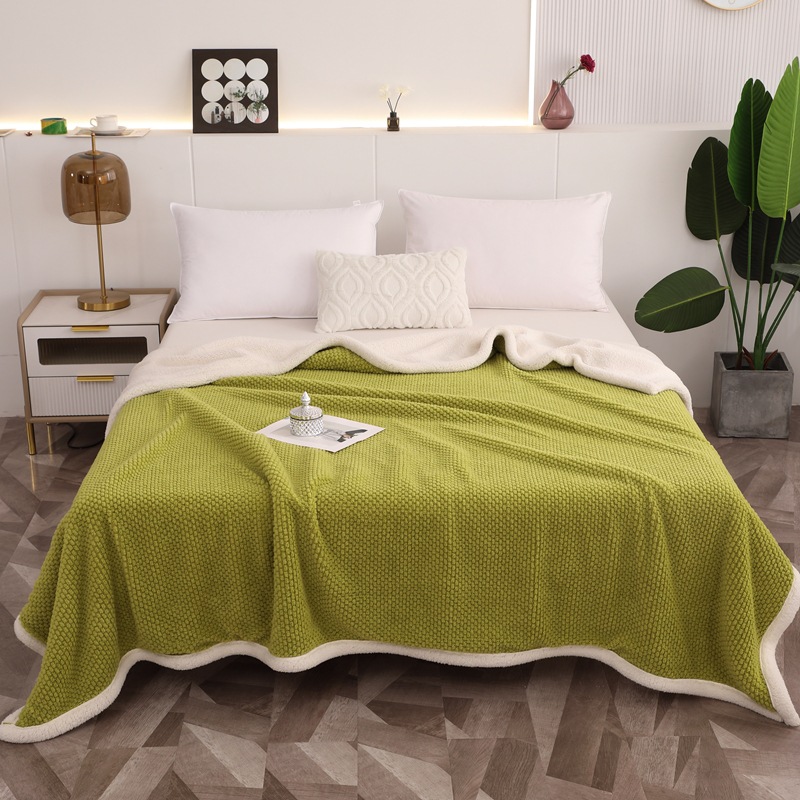 2023 Nueva Rosa Cachemira lana de cordero de color sólido multi-funcional manta doble capa engrosada Comercio exterior al por mayor