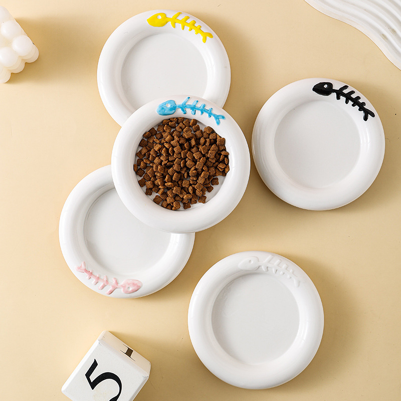 고양이 그릇 세라믹 통조림 접시 접시 고양이 음식 분지 쌀 분지 방지 팁 고양이 마시는 그릇 개 그릇 음식 분지 애완 동물 용품