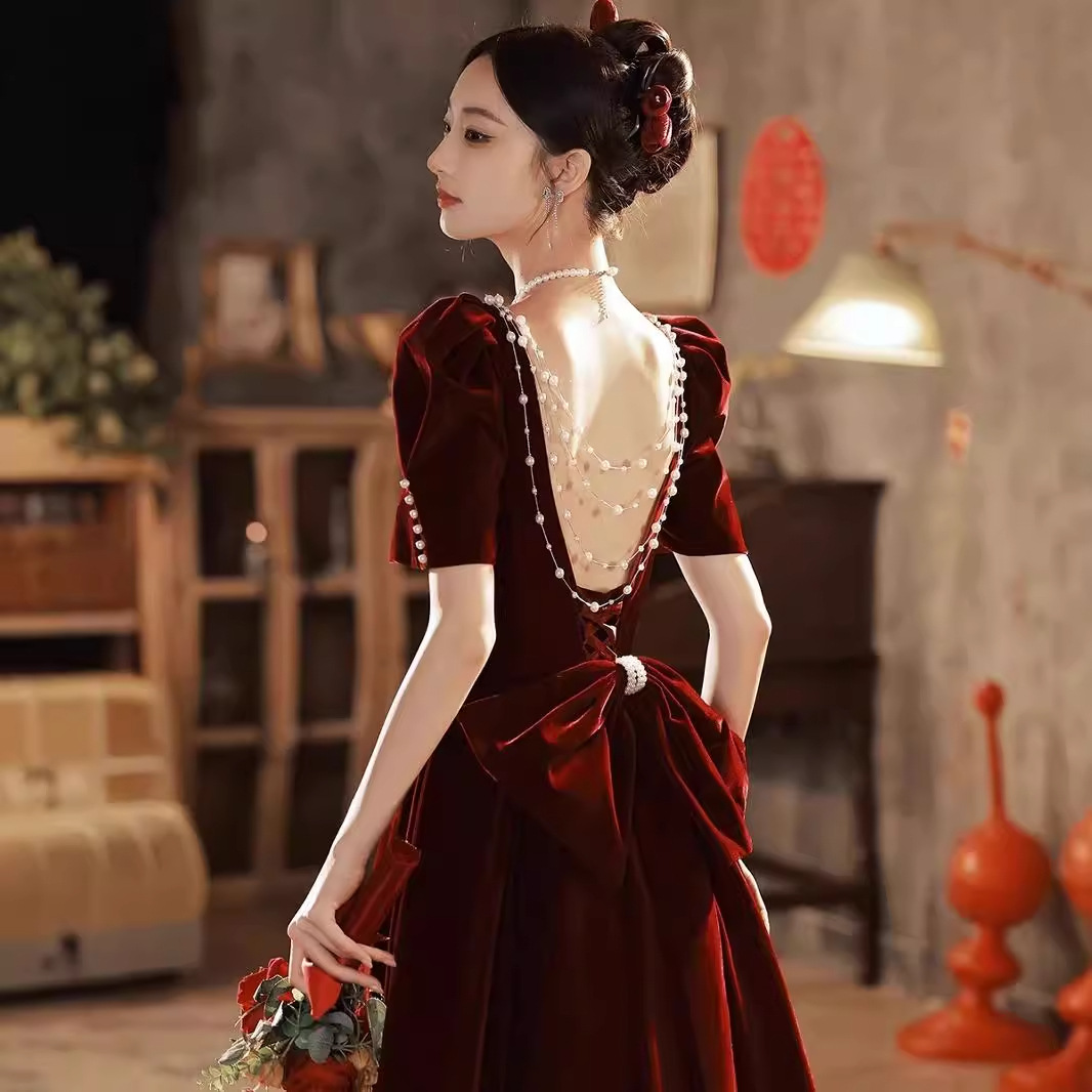 Velvet Toast Dress for Bride 2026 New Style High-End Petite Wedding French Engagement Dress Princess Gown Puffy Dress