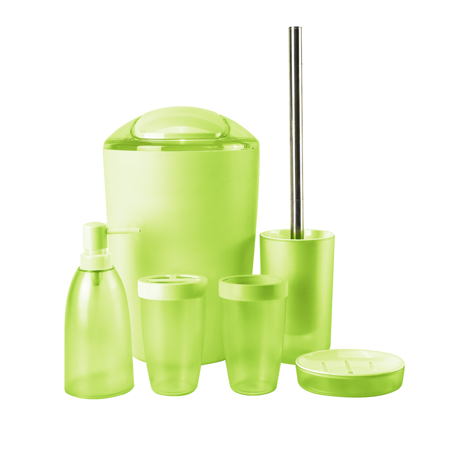 Suministros de baño de plástico de color sólido conjunto de seis piezas enjuague bucal cepillo titular caja de jabón baño traje de baño de almacenamiento en stock