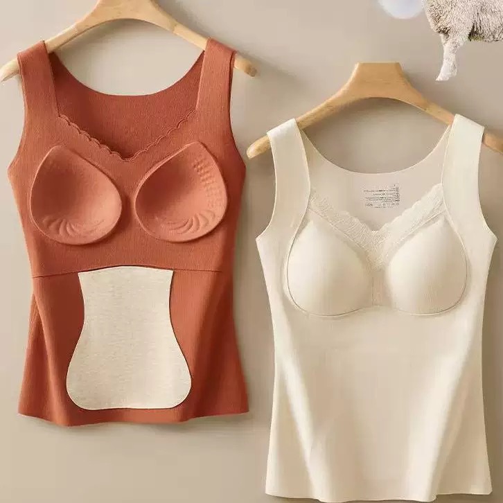 Ropa interior cálida para mujeres, chaleco cálido para mujeres, protector abdominal, taza fija de temperamento delgado y camelón para usar en el exterior