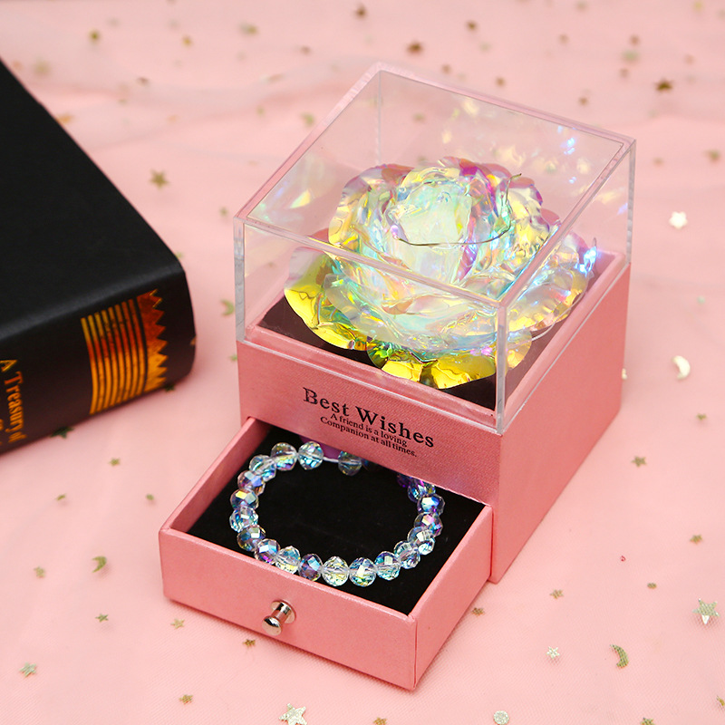 Colorido oro rosa collar joyería caja de regalo del Día de San Valentín perla cristal pulsera traje Amazon nuevo