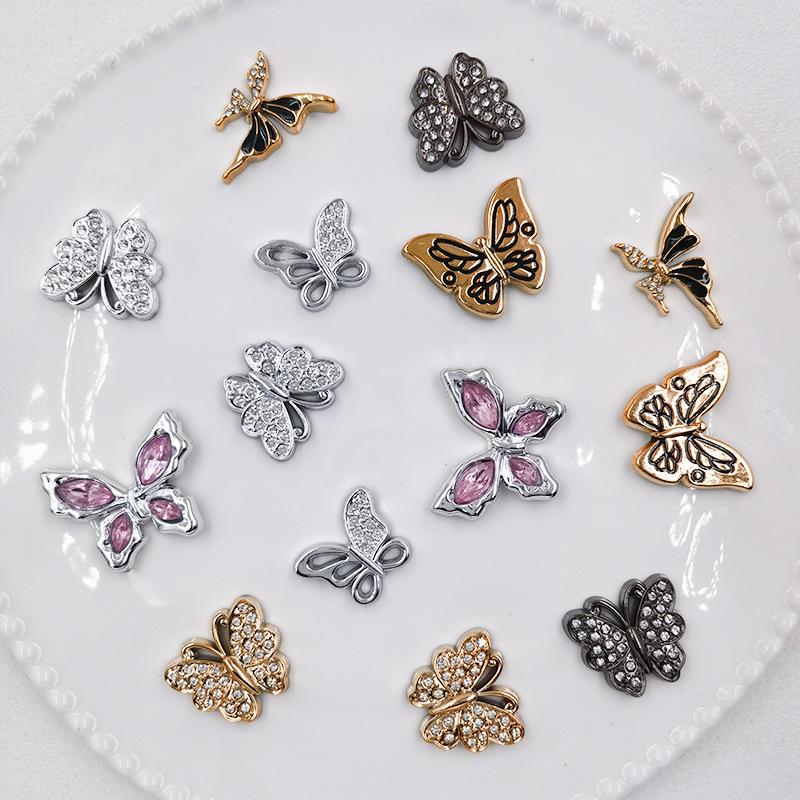 Electroplated Diamond-Encrusted Butterfly DIY Shoe Accessories, Hair Clips, Phone Case Stickers, and Accessory Materials Electroplated Diamond-Encrusted Butterfly DIY Shoe Accessories, Hair Clips, Phone Case Stickers, and Accessory Materials