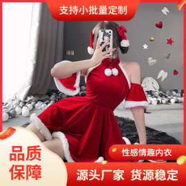 酥情情趣睡衣圣诞节套装可爱纯欲风睡袍金丝绒制服诱惑激情短裙兔