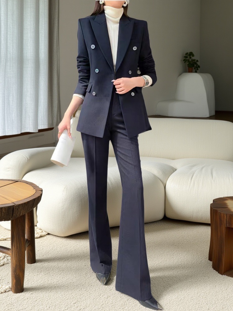 ウールのスーツのコートの女性の冬の厚手の2024の新型の高級感のビジネスの通勤のスーツの毛のスーツの正装