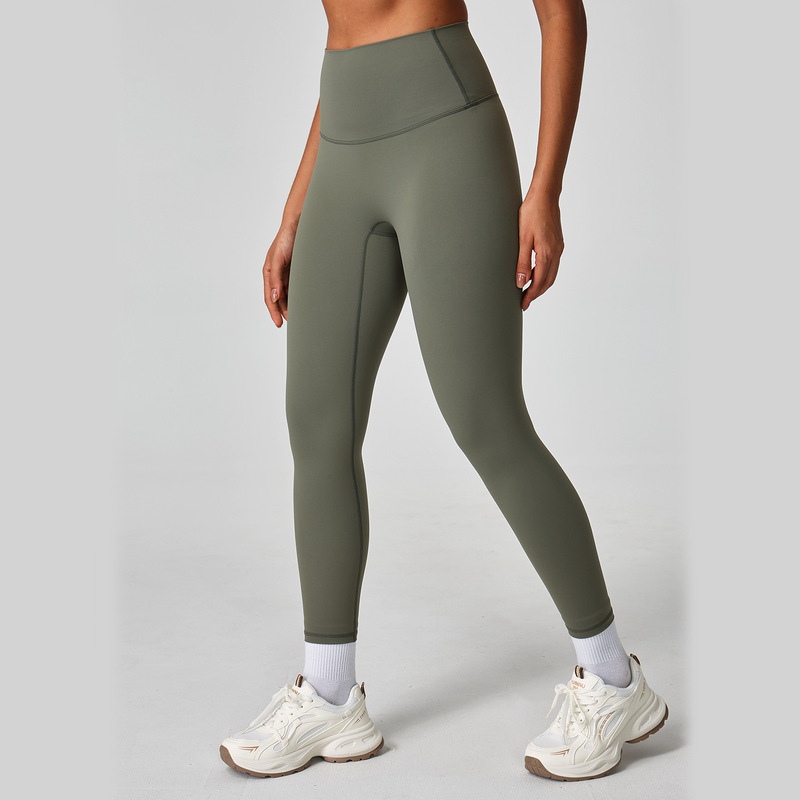 Double-Sided Brushed Yoga Pants for Women, Moisture-Absorbent, Seamless, High-Waisted, Hip-Raising, High-Elastic Running Outdoor Sports Fitness Tights