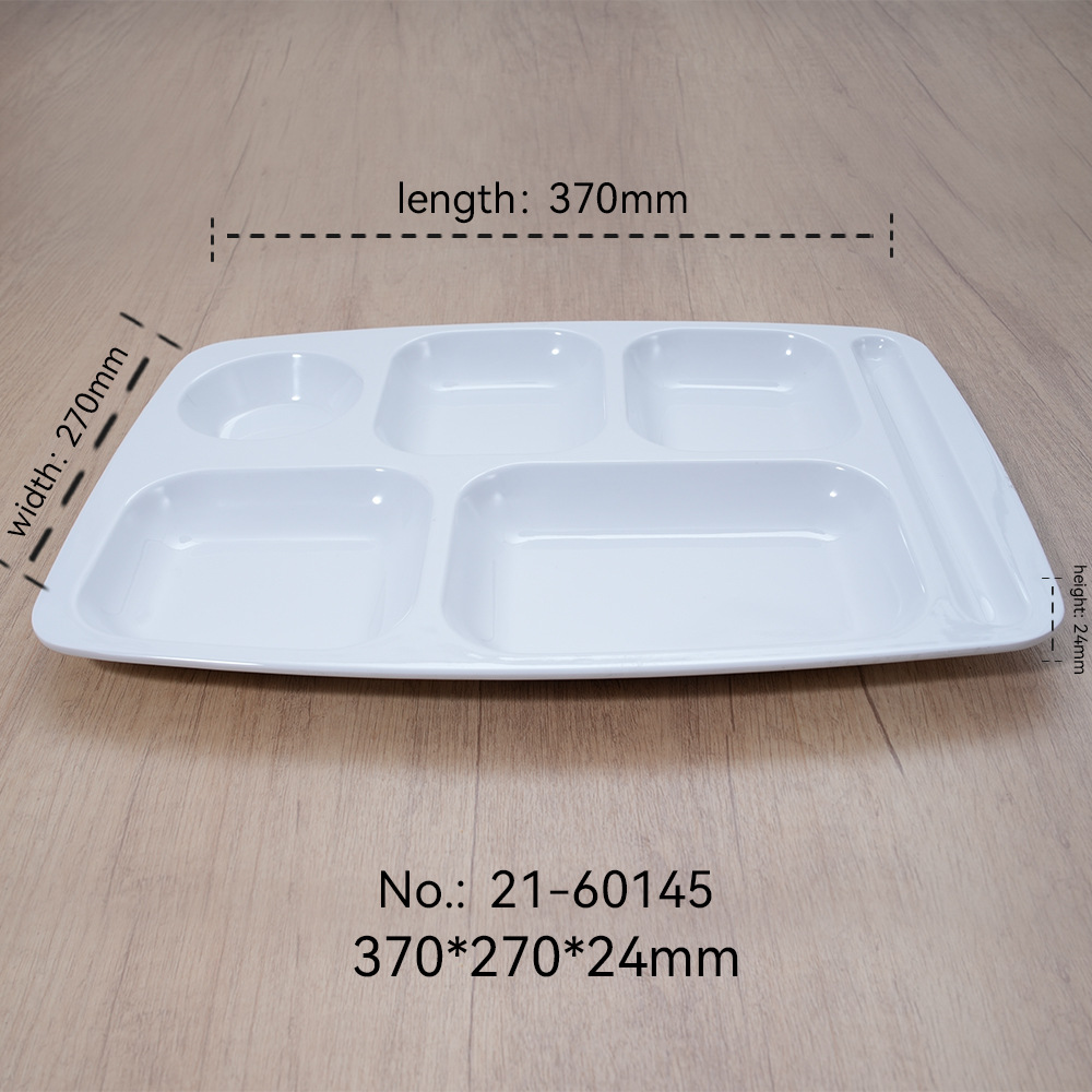 Plato de comidas rápidas de melamina blanca multiplate de plástico de porcelana imitación para comedor escolar de cuatro placas y seis placas personalizadas