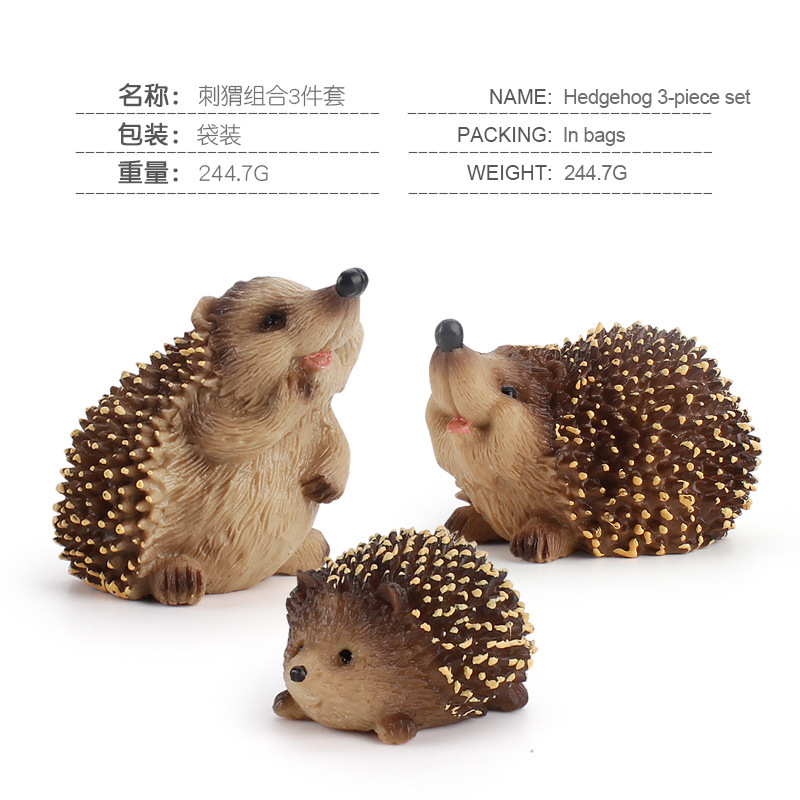 Exportación transfronteriza simulación bosque animal erizo serie modelo selva bebé erizo traje estático decoración juguete