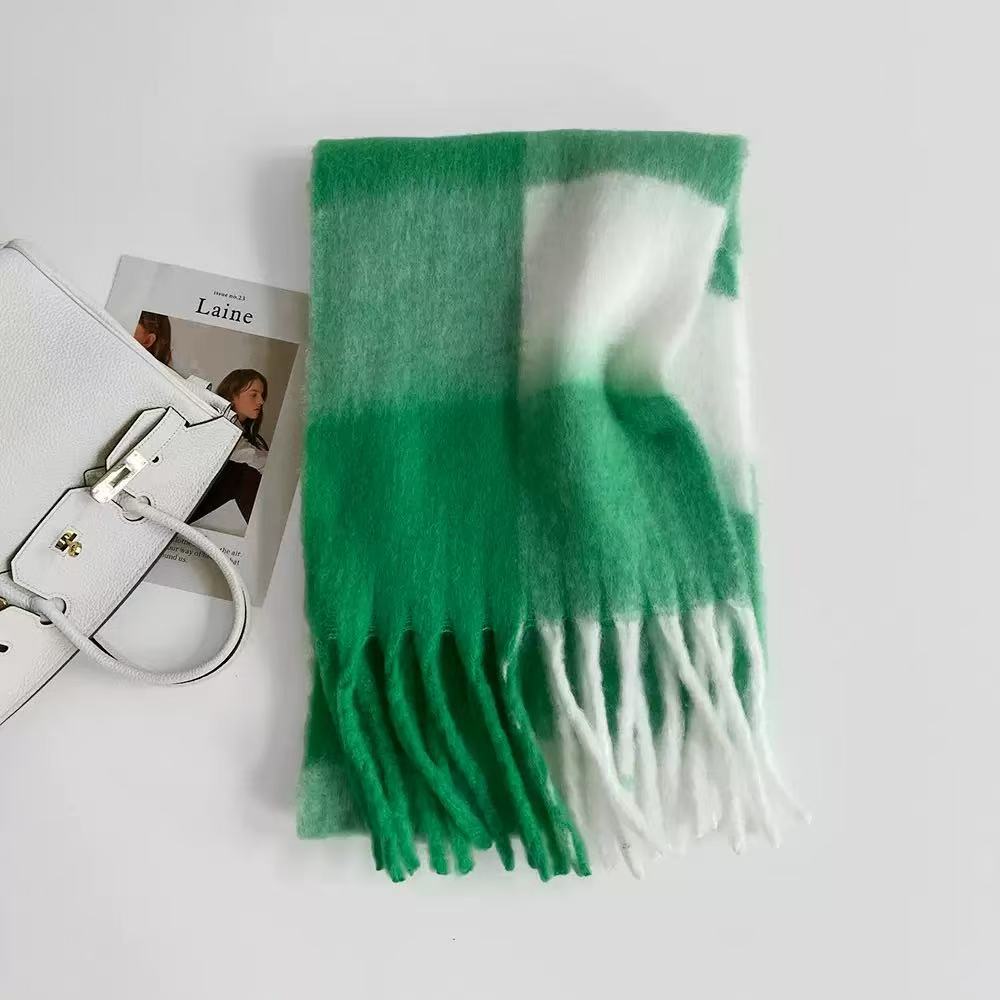 Bufanda Chal Grande de Mohair para Mujer de Poliéster Térmica a Cuadros para Invierno image 8