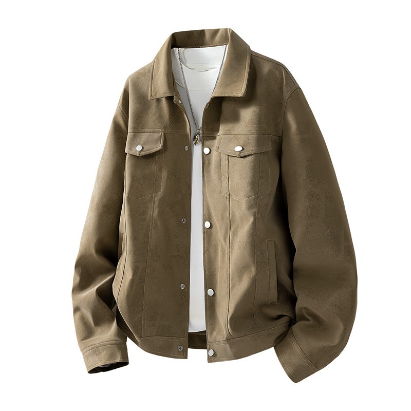 Mk8809 Spring and Autumn New Pu Leather Jacket with Turn-Down Collar, Trendy Youth Style, Fleece-Lined and Thickened, Cross-Border Trade