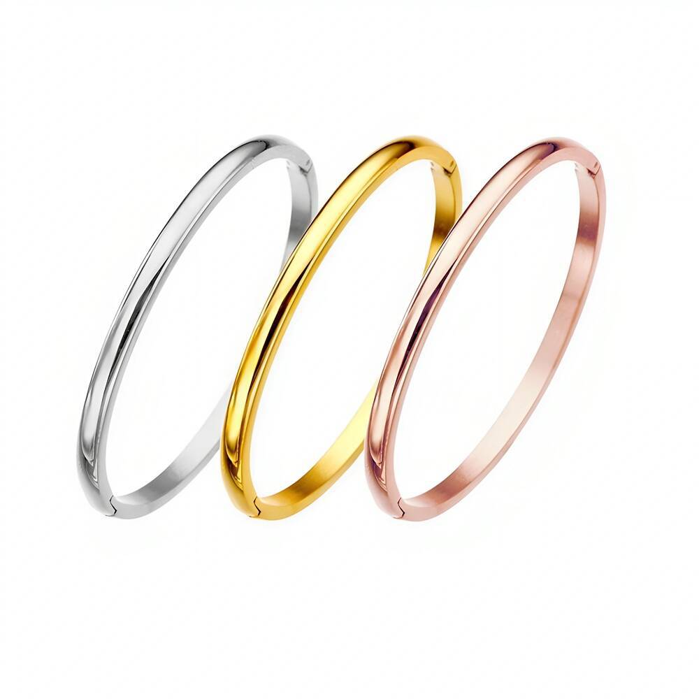 Minimalist Titanium Steel Spherical Bangle For Couples Elegant_voghion.com