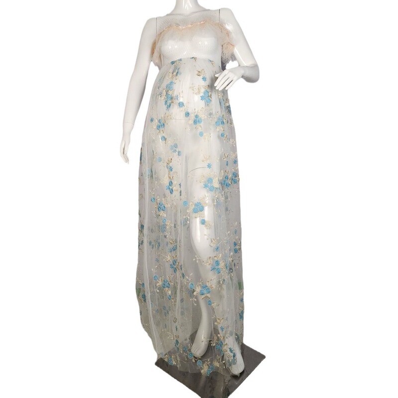 Cross-border Photo Pregnant Women's Large Size Tassel Dress Lace Water-soluble Embroidery Bohemian Perspective Lace Boho