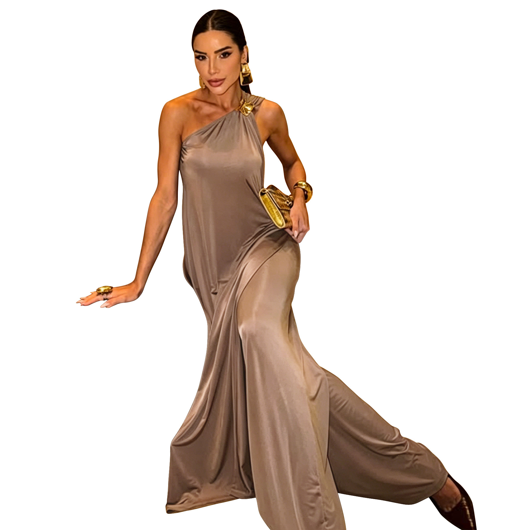 Summer Women's Long Loose Top And Solid Color Trousers Set American Fashion_ecoleips.com