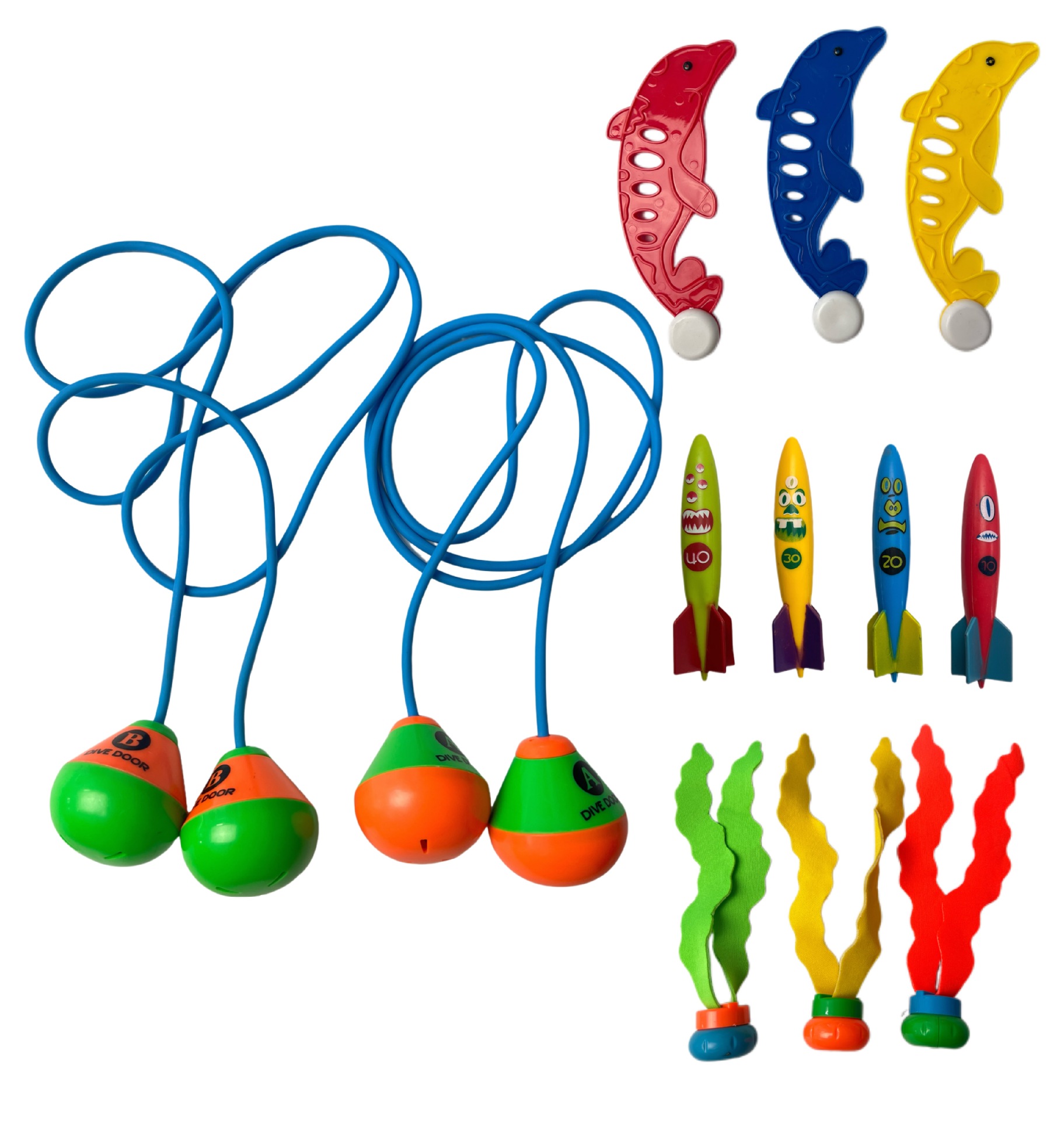 2 arches 1.5 meters + 3 seaweeds + 4 rockets + 3 dolphins; 468g