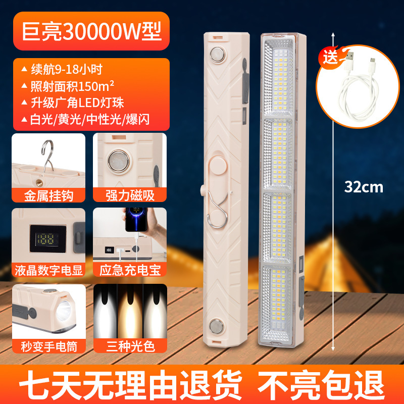 Iluminación de carga LED transfronteriza puestos de mercado nocturno luz de emergencia de corte de energía doméstica tubo de carga de camping de succión magnética inalámbrica