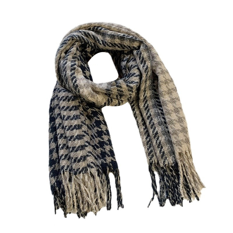 Transfronterizos 1000 pájaros bufandas a cuadros mujeres otoño invierno 2025 nuevo alto estilo coreano multifuncional chal grueso abrigo al por mayor