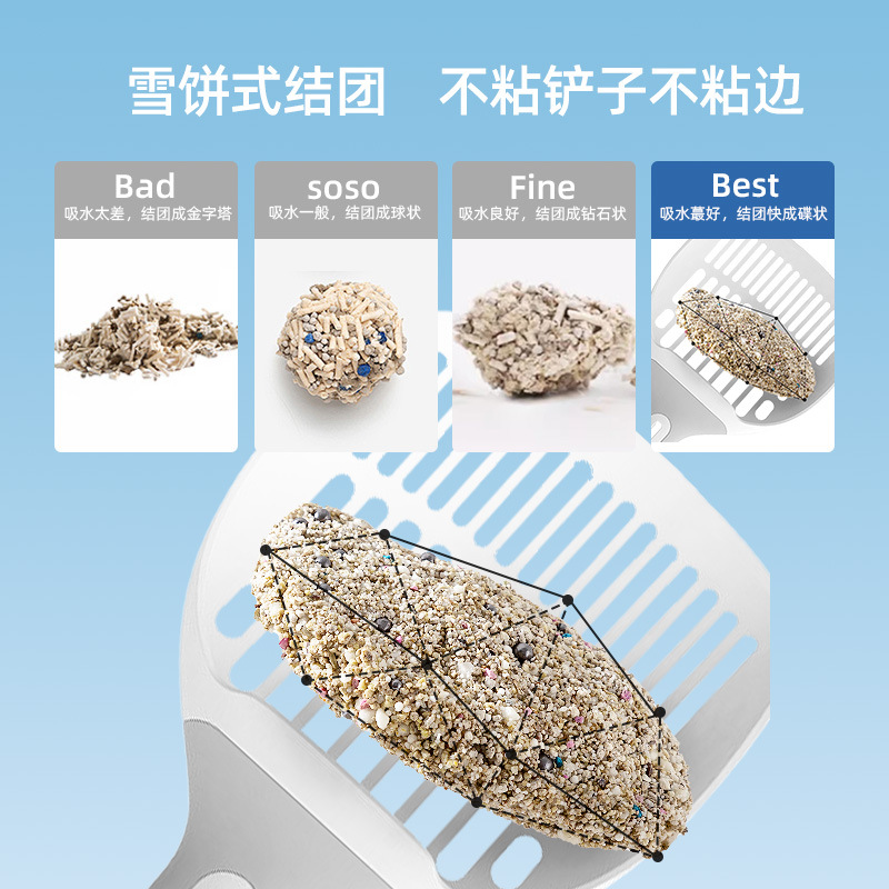 inhibición de bacterias y desodorización de plantas de yuca para gatos, arena para gatos mezclada de tofu bentonita fácil de aglomerar, arena para gatos de mascotas no pegajosa