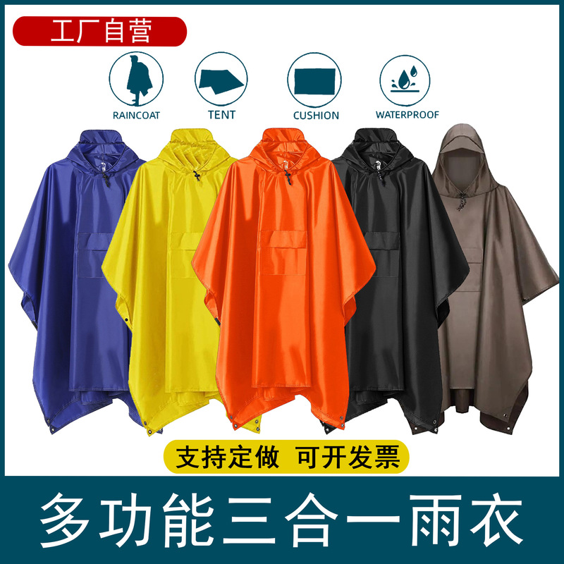 Foreign Trade Canopy Three-In-One Cloak Raincoat Poncho Adult Outdoor Hiking Travel Polyester Cross-Border Multi-Functional Raincoat