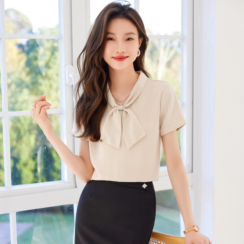 Summer fashionable professional shirt with bow
