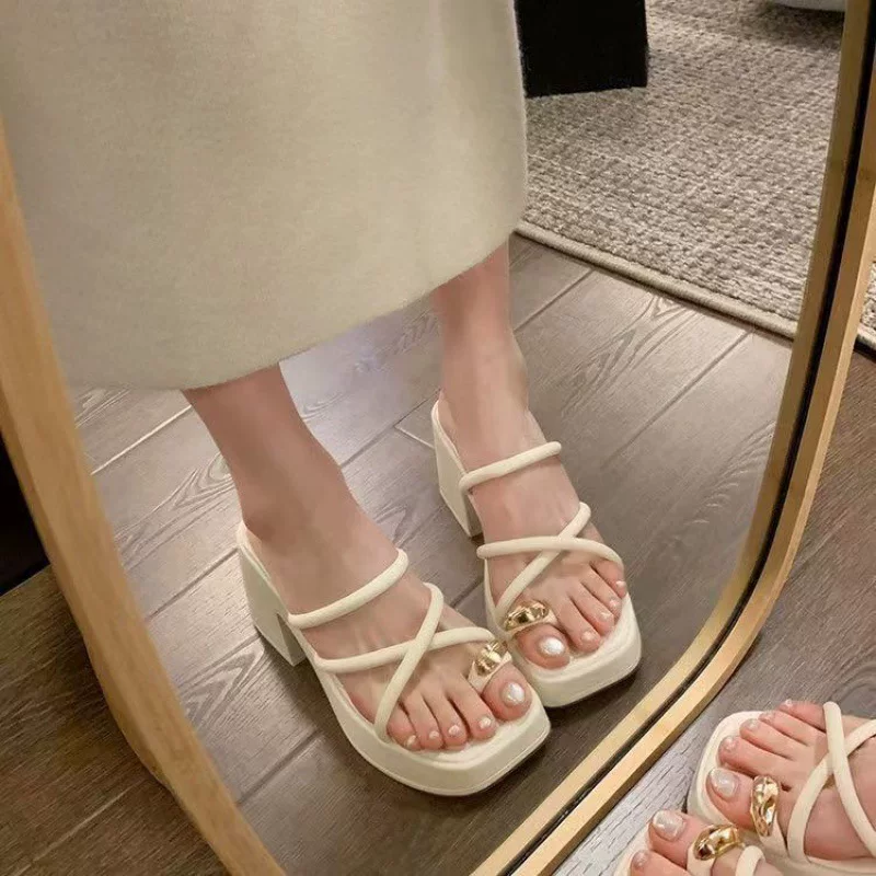 Fashionable high slide platform, slippers, summer footwear, universal non-slip flip flops