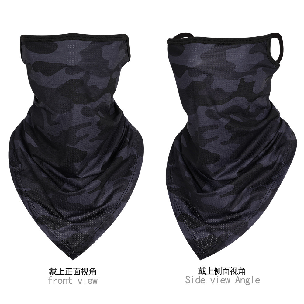 Transfronterizo oreja-colgando triángulo bufanda hielo seda malla transpirable máscara motocicleta capucha protección solar motocicleta viaje cara toalla bufanda de montar
