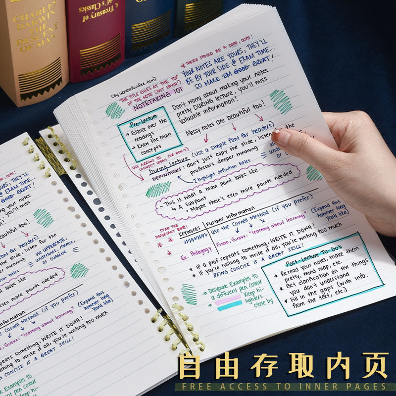 b5油絵風ルーズリーフノート、取り外し可能なリング、シンプルで可愛い、ins風、a5大学生、大学院受験、ins風|undefined
