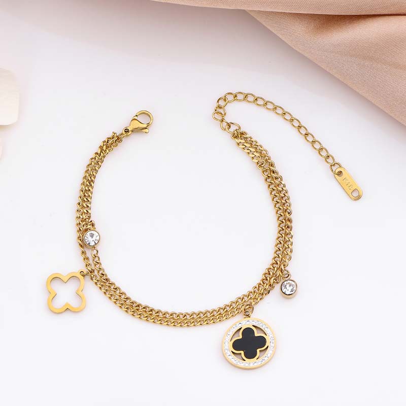 Lucky Clover de alta versión de moda de acero de titanio pulsera de lujo de comercio exterior de Amazon no desvanecer joyas de pulsera