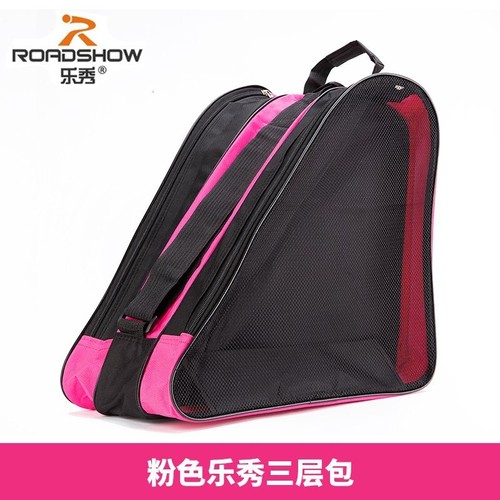 Lexiu roller skating bag, children's adult roller skates backpack, roller skates shoulder bag, three-layer bag, double mesh bag, can be carried on the shoulder or carried