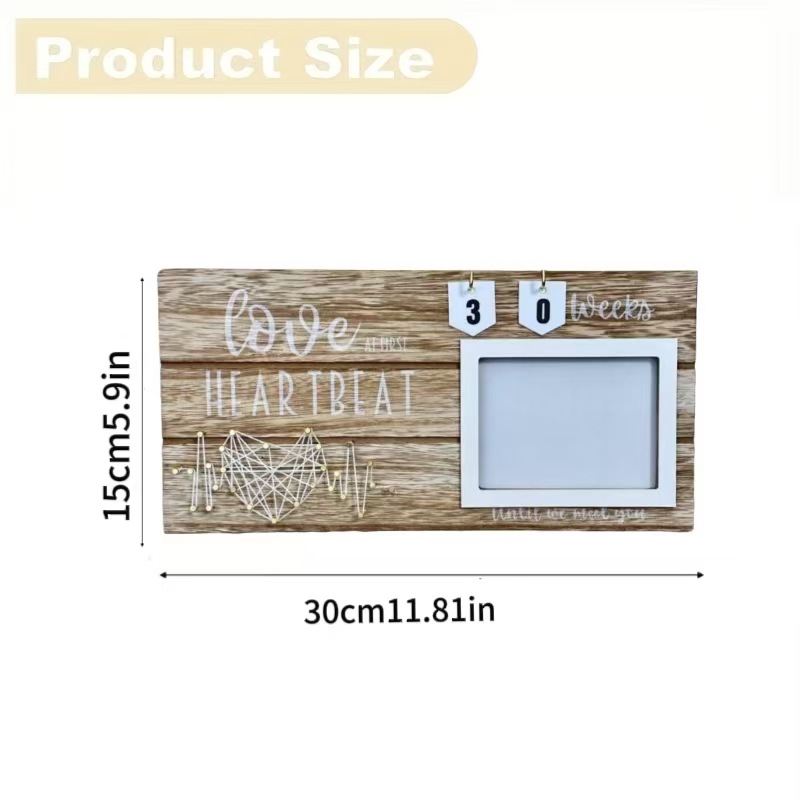 En stock marco de fotos de madera para mascotas decoración de la Mesa creativa Bebé B-ultrasonido colgante marco de fotos latido del corazón en forma de corazón devanado conmemorativo