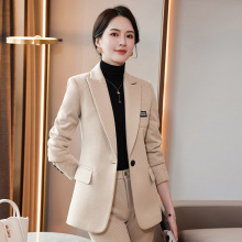 灯芯绒西装外套女春秋2023新款秋冬加厚宽松显瘦高端西装职业套装