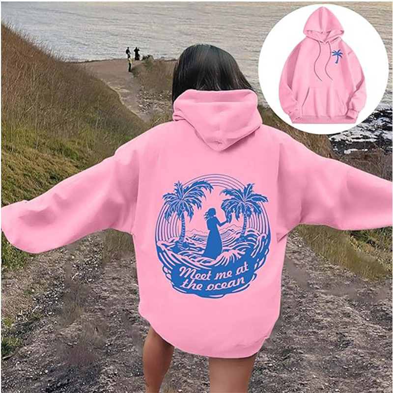 2024 Cute Hoodie Women's College Style Sweater Long Sleeve Drawstring Pullover Top with Pocket 2024 Cute Hoodie Women's College Style Sweater Long Sleeve Drawstring Pullover Top with Pocket