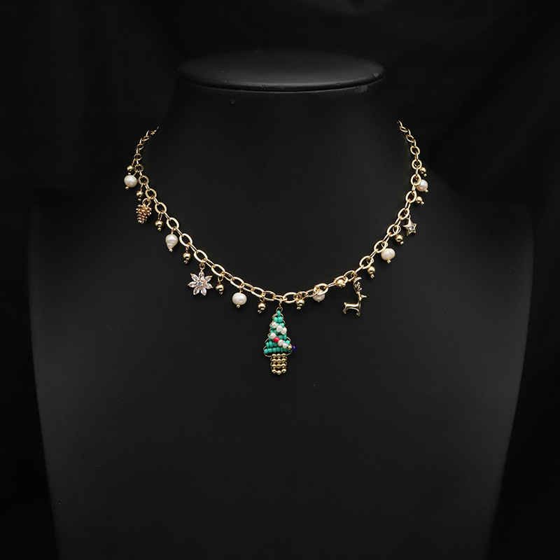 녹색 크리스마스 트리 목걸이