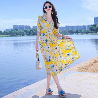 2026新款洋气中老年棉绸连衣裙短袖气质宽松遮肚显瘦妈妈大码女装