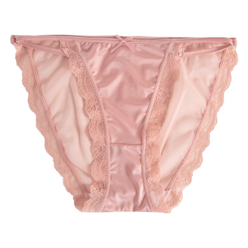 Dulce chica de malla de encaje ropa interior de las mujeres puro sexy hueco delgada correa de cintura baja de algodón transpirable entrepierna calzoncillos de secado rápido