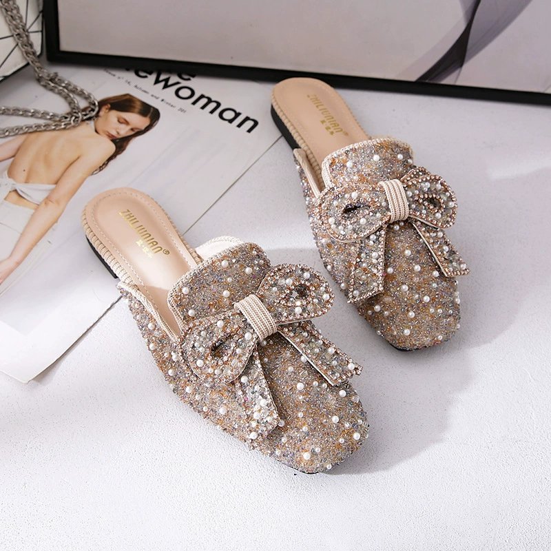 Тапочки Baotou, женская верхняя одежда, туфли Мюллера на плоской подошве, новая Универсальная ленивая обувь, сандалии и тапочки, женская обувь больших размеров, 41-43