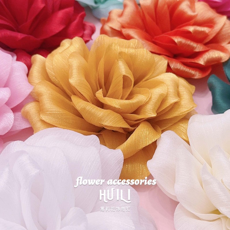 15cm fine flash texture striped fabric three-dimensional Dahlia wedding dress diy hair accessories grab clip Accessories Wholesale