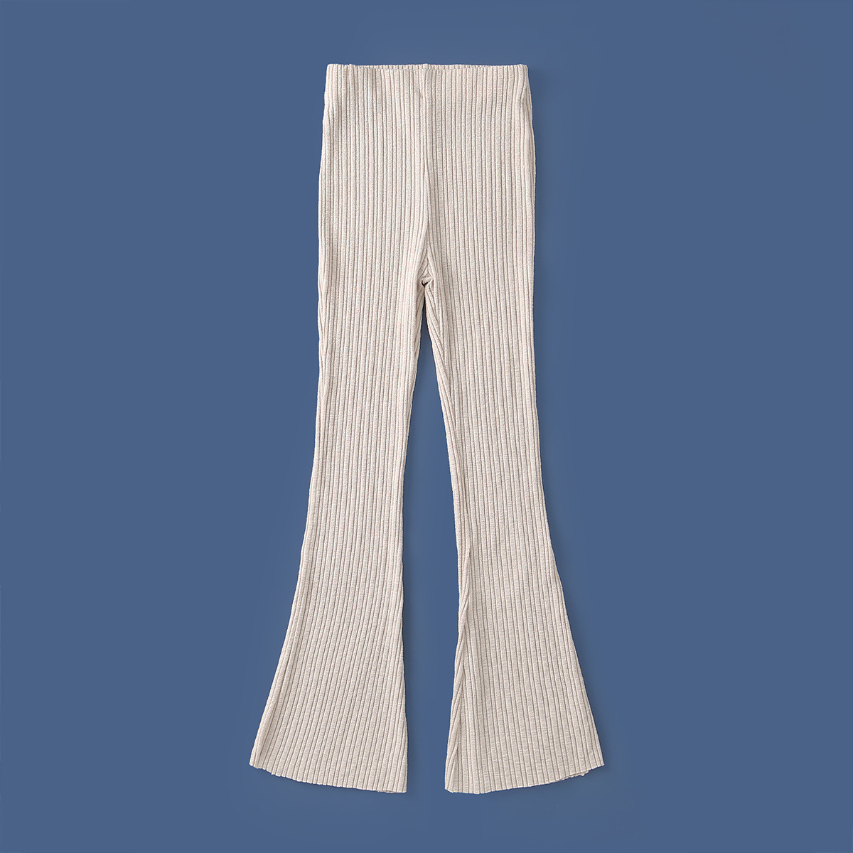 high-waist casual stretch knit flared trousers NSAC52130