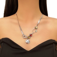 亚马逊跨境外镶钻合金蛇骨项链轻奢高级感气质小众个性设计感饰品