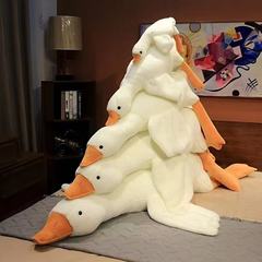 大きな白いガチョウの人形枕、横たわって寝る枕、ぬいぐるみアヒル、大きなガチョウの人形、ベッドで寝る脚枕