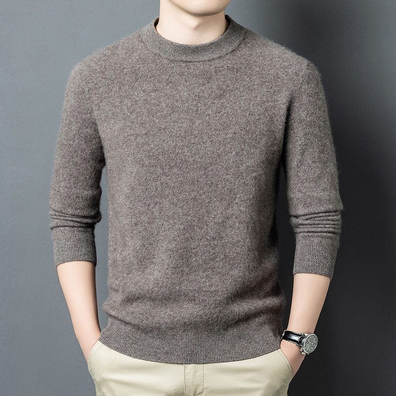 Brand men's cashmere sweater high-end men's sweater autumn and winter new solid color round neck pullover jacket a generation of hair