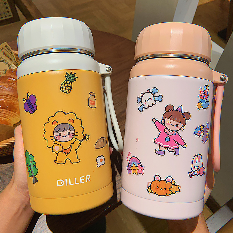Wholesale Cartoon Stikers Large Capacity Thermos Cup Nihaojewelry display picture 1